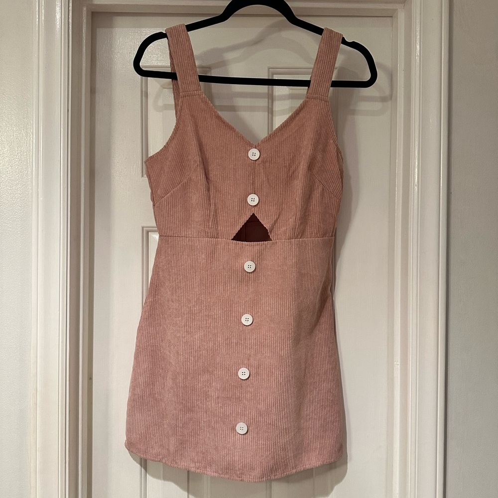Pink Corduroy Mini Dress